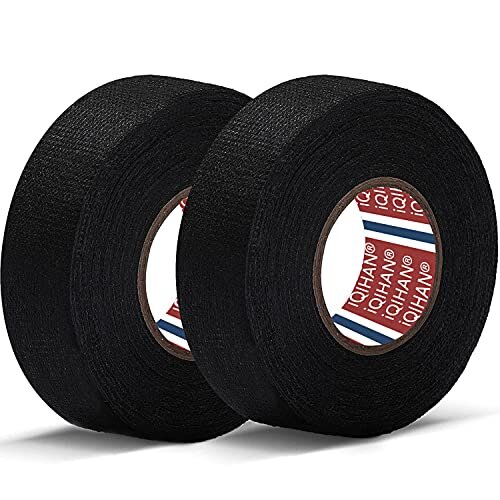 Wiring Hardness Tape - 2 Rolls Adhesive Fabric Cloth Tape for Automotive Hardness Electrical Wires Noise Damping Cable Looms Tape - 19mmx 15m Heat